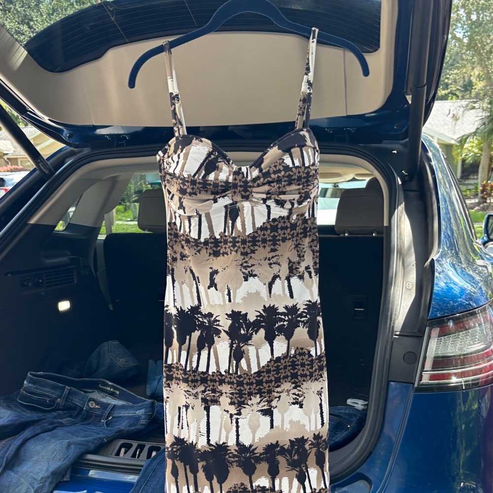 Tommy Bahama Brown and Black Palm Tree Dress